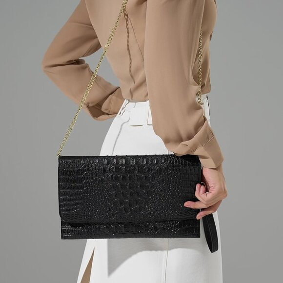 Evening Clutch Purses for Women Elegant Wristlet Wallets Crocodile Pattern PU Le - Picture 7 of 7